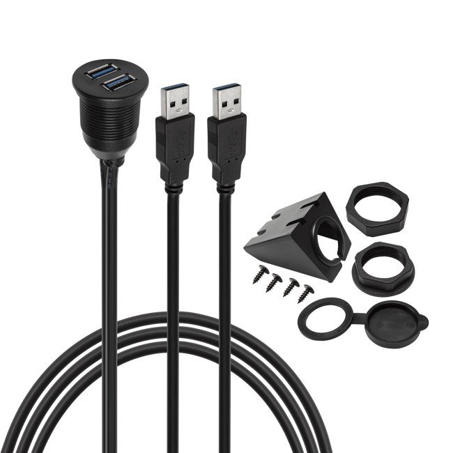 듀얼 USB 3.0 대시보드 패널용 플러시 마운트 자동차 마운트 연장 케이블